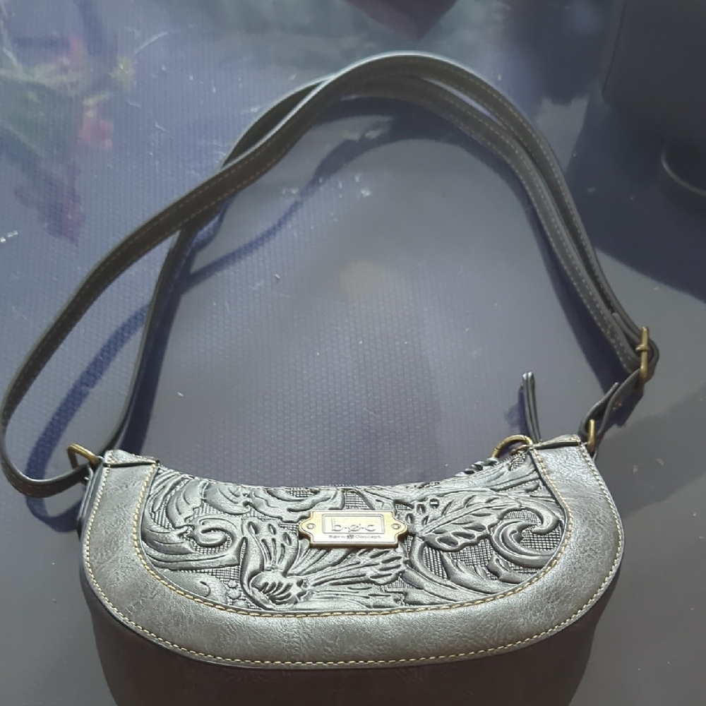 b.o.c. Silver and Brown Embossed Shoulder Bag